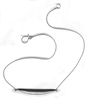 POD $150-sterling silver necklace with mizzy textured hollow form (16" snake chain)